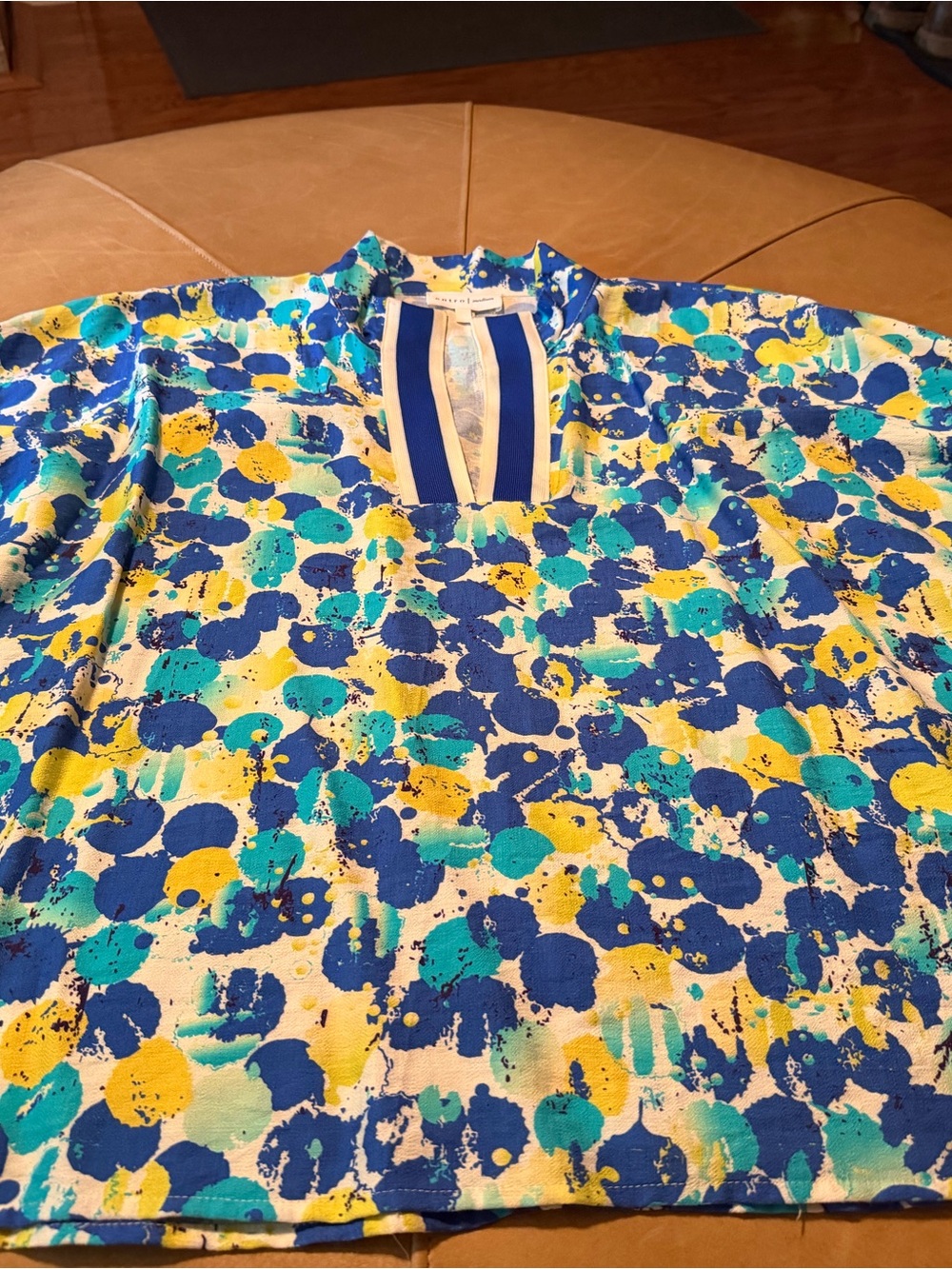 entro Blue, Yellow and White Abstract Dot Top